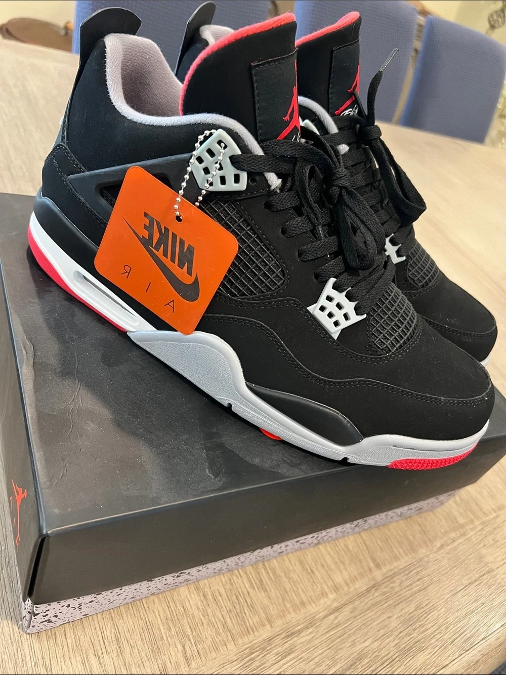 Jordan Black and Red High-Top Sneakers with Gray Accents